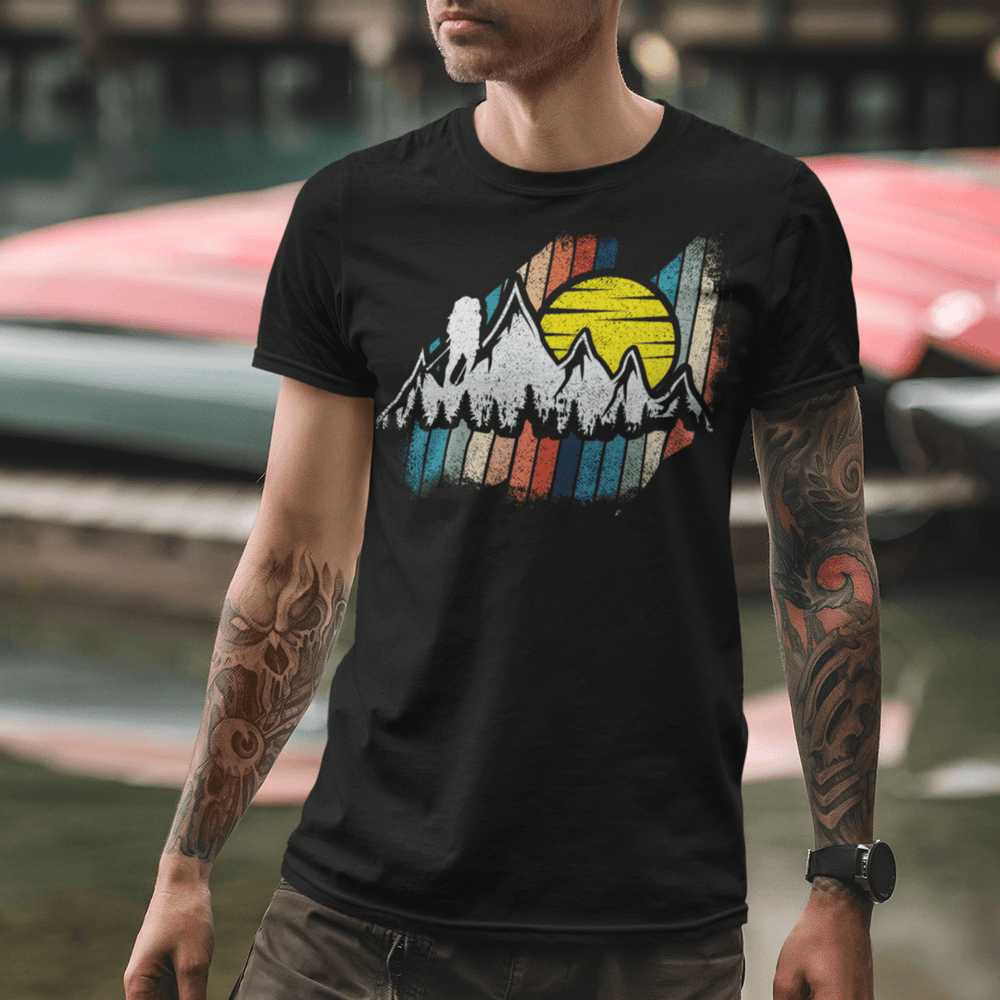 Berge mit Sonne  - Herren Premium Bio Shirt - Uwaldu