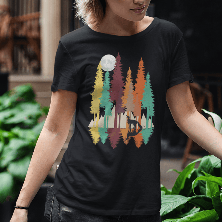 Fuchs im Wald mit Mond - Damen Premium Bio Shirt