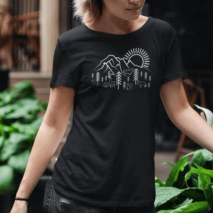 Berge Sonne Tiere - Damen Premium Bio Shirt