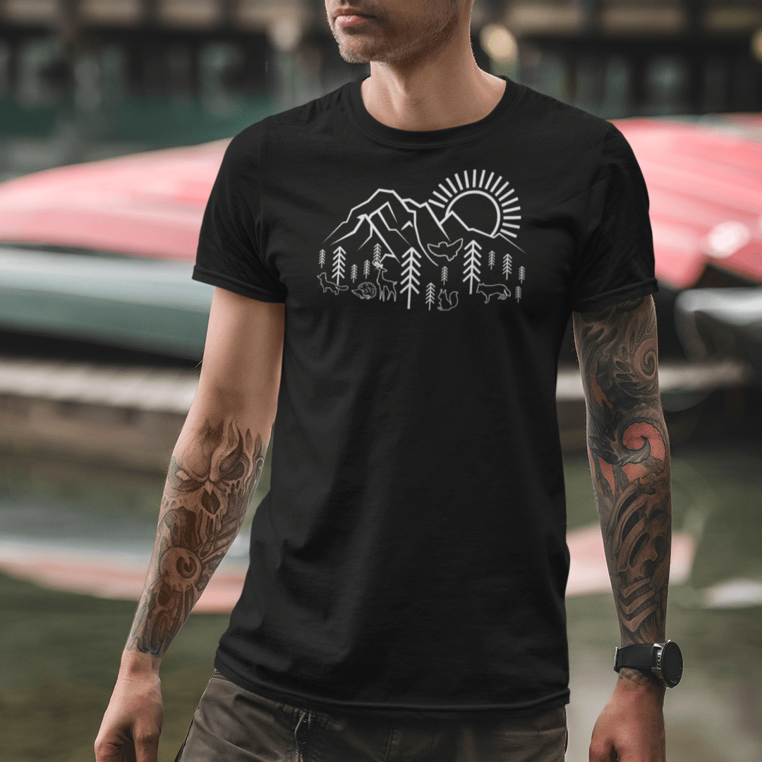 Berge Sonne Tiere - Herren Premium Bio Shirt