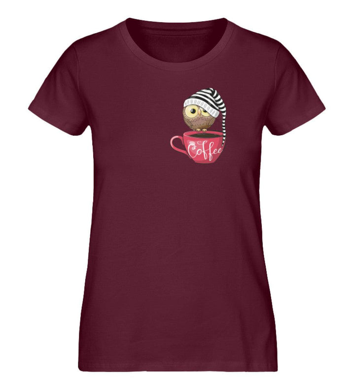 Burgundy- Eule Auf Tasse Mit Mütze Damen Premium Organic Shirt