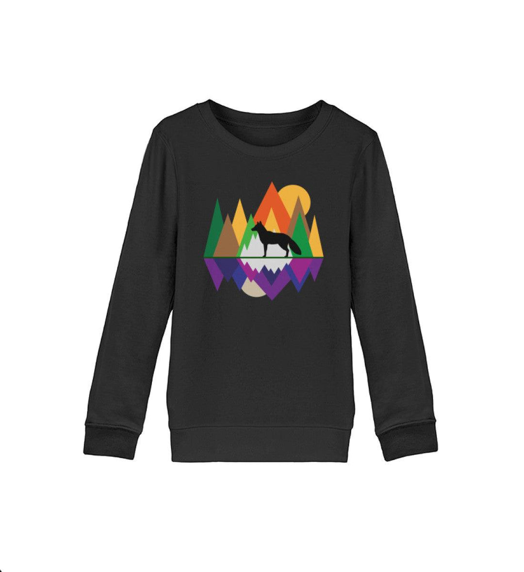 Schwarz-Fuchs Im Wald Geometrisch Kinder Sweatshirt