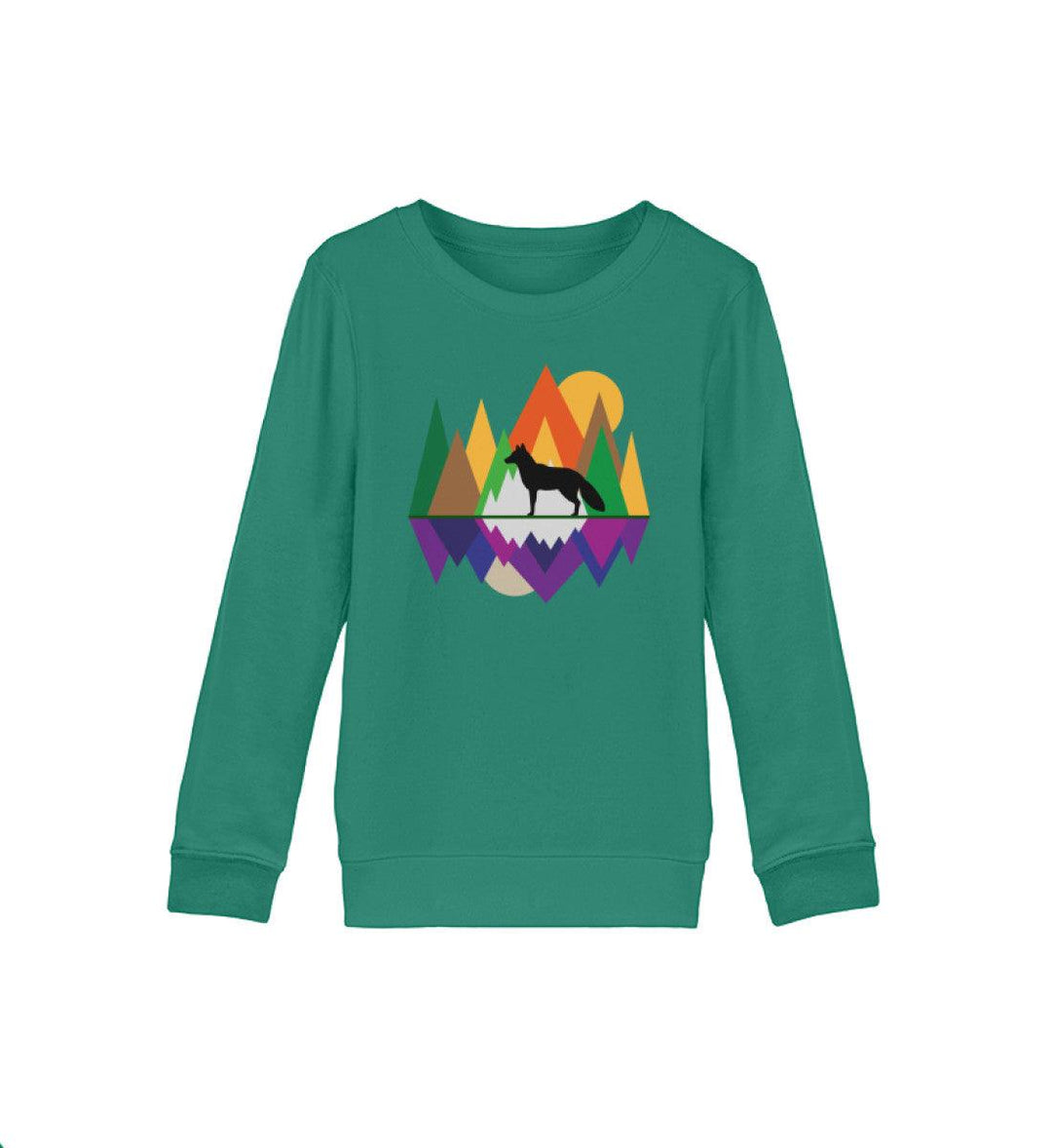 Varsity Green-Fuchs Im Wald Geometrisch Kinder Sweatshirt