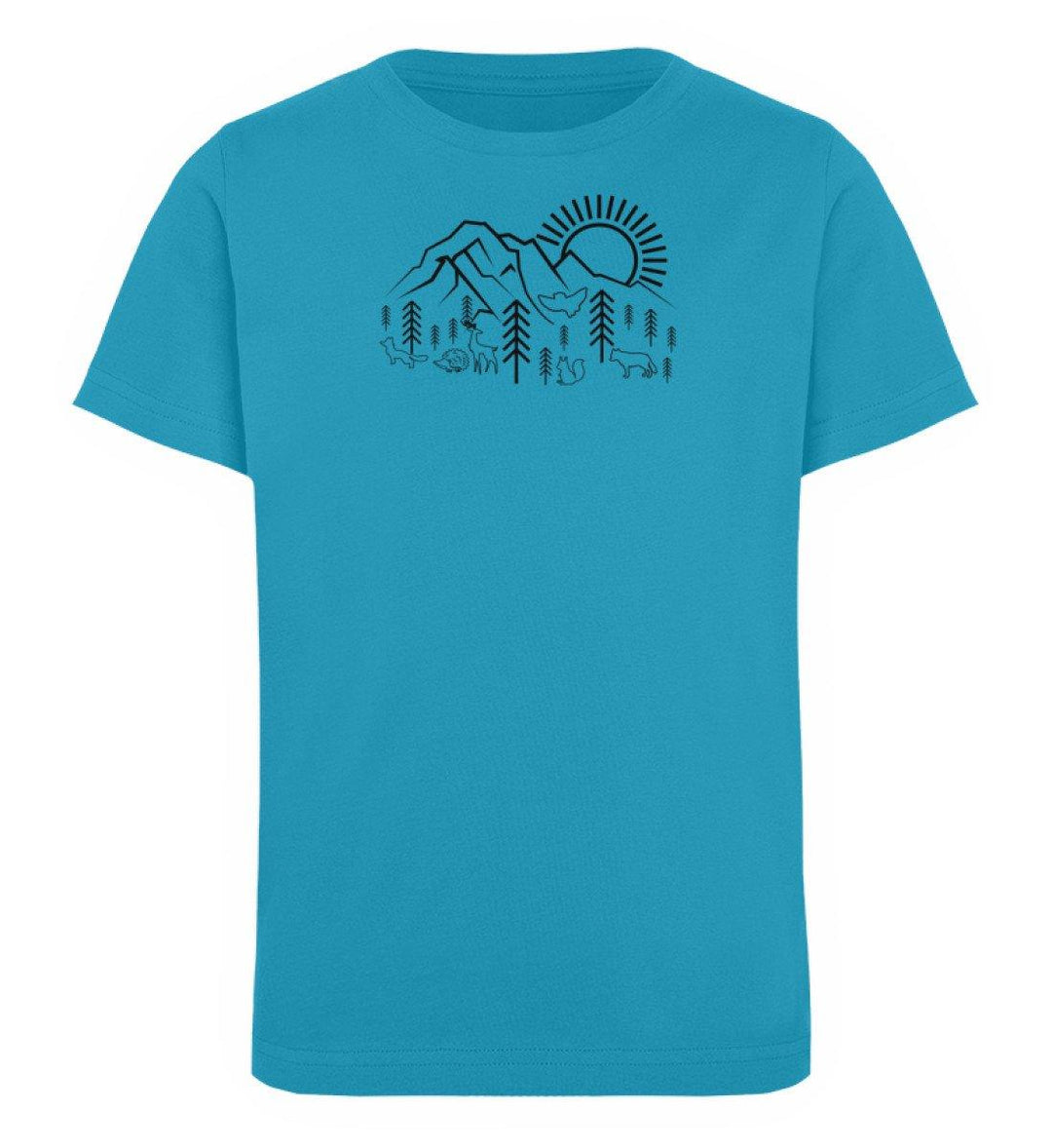 Berge Sonne Tiere   - Kinder Bio T-Shirt